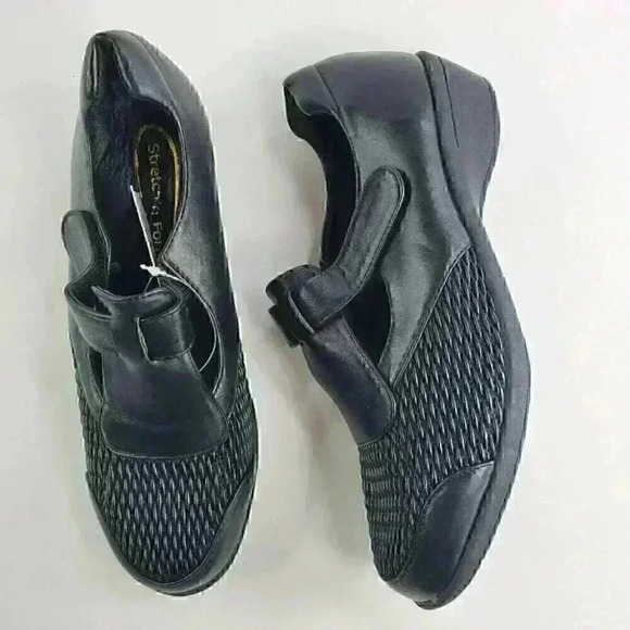Stretch'n Form by Beacon Adjustable Strap Black Women Comfort Shoes Size 6W New - Picture 9 of 12